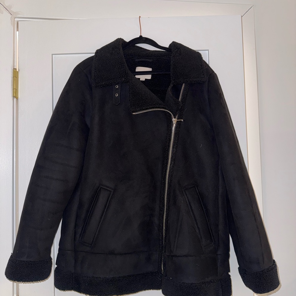 Loft Sherpa coat with silver zipper